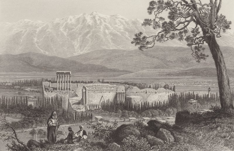 Libanon Range och Baalbec av after John Douglas Woodward