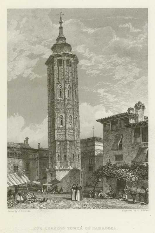 Det lutande tornet i Zaragoza av after John Frederick Lewis