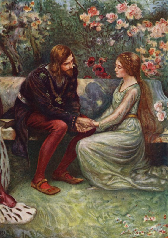 Prins Henrik och Elsie i trädgården av after John Henry Frederick Bacon
