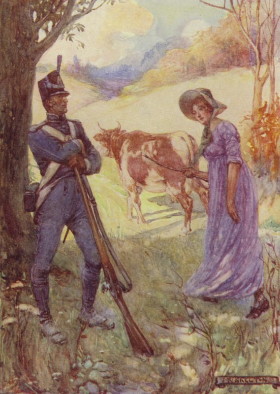 Laura Secord körde en ko före henne och passerade American Sentries av after Joseph Ratcliffe Skelton
