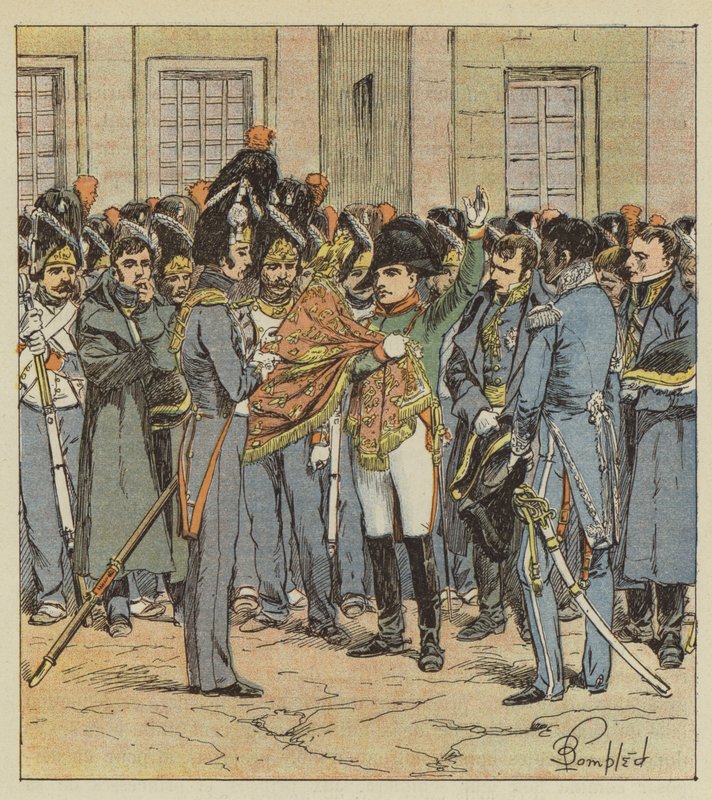 Farväl av Napoleon till hans garde i Fontainebleau av after Louis Charles Bombled