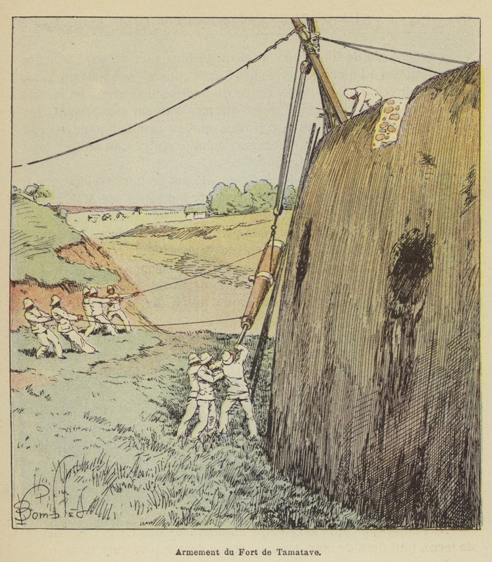 Beväpning av fortet Tamatave av after Louis Charles Bombled