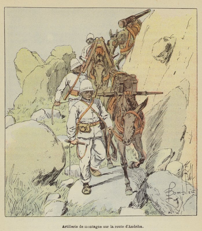 Bergsartilleri på vägen till Andriba av after Louis Charles Bombled