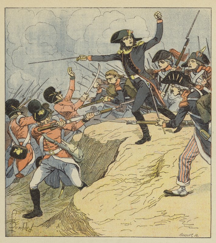 Bonaparte sårad i Toulon av after Louis Charles Bombled