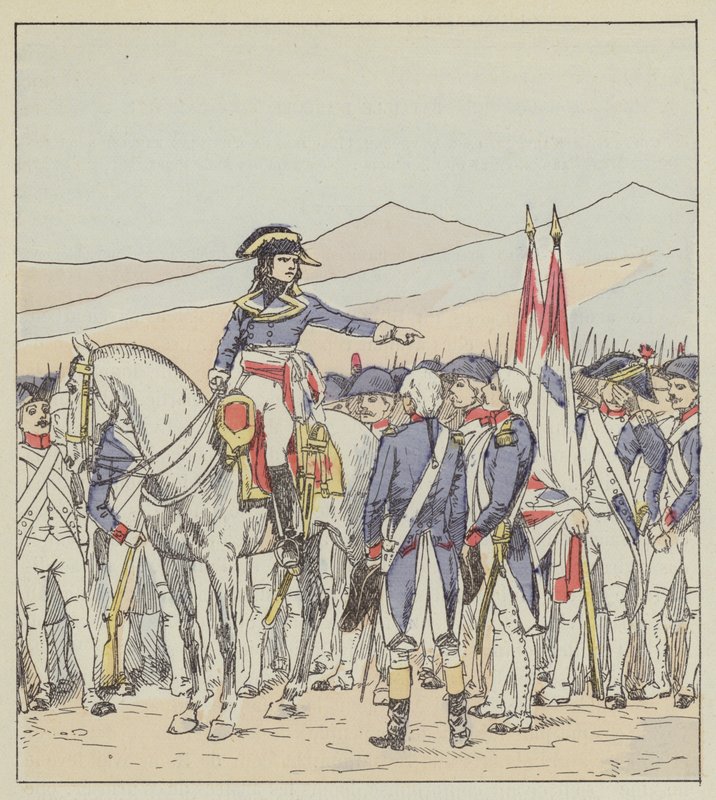 Bonaparte tillrättavisar den 85:e och 39:e av Vaubois-divisionen på Rivoli-platån av after Louis Charles Bombled