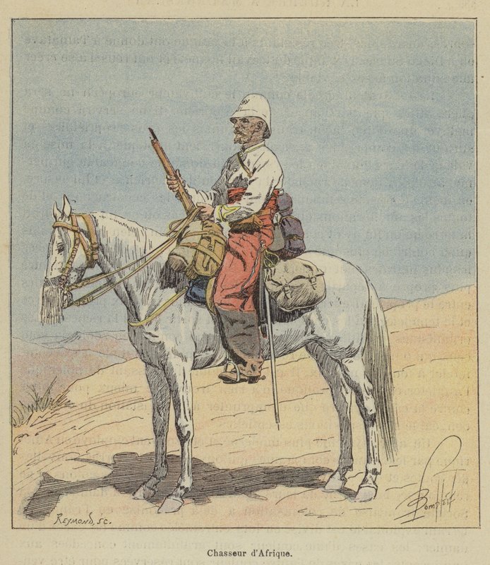 afrikansk jägare av after Louis Charles Bombled