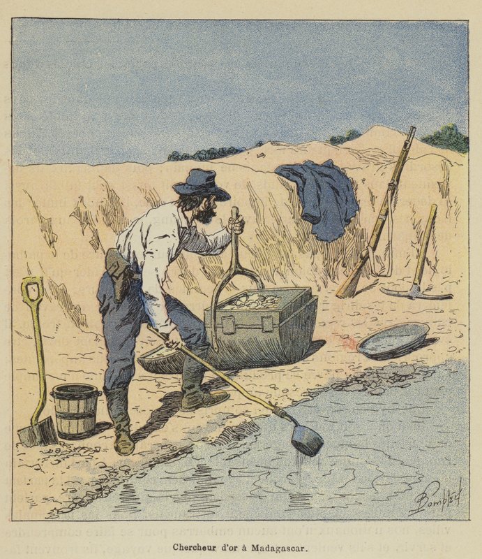 Guldforskare på Madagaskar av after Louis Charles Bombled