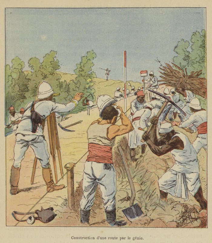 Byggande av en väg av geni av after Louis Charles Bombled