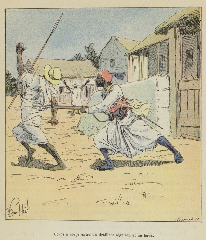 Kropp mot kropp mellan en algerisk tirailleur och en hova av after Louis Charles Bombled