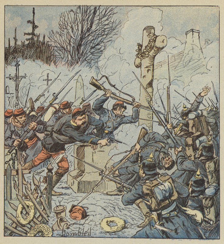 Försvar av Loigny-kyrkogården senast den 37:e mars av after Louis Charles Bombled