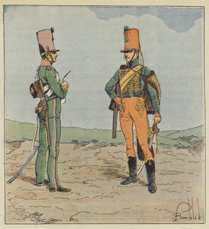 Scout och jägare till häst, unggarde 1813-1815 av after Louis Charles Bombled