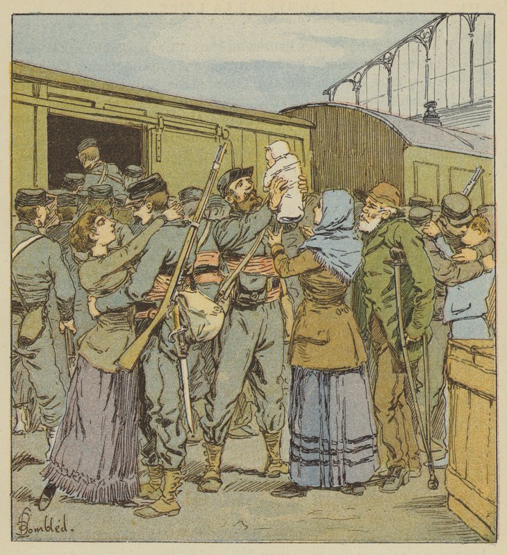 Ombordstigning av franc-tireurs i Paris av after Louis Charles Bombled