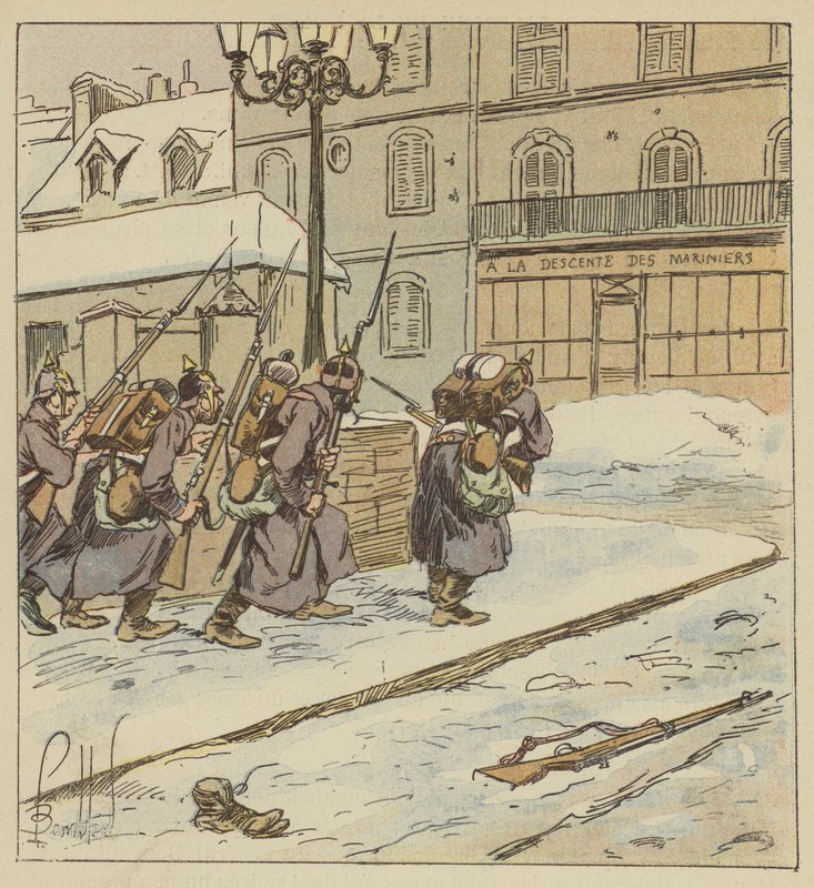 Sen och försiktigt inträde av de första preussarna i Le Mans av after Louis Charles Bombled