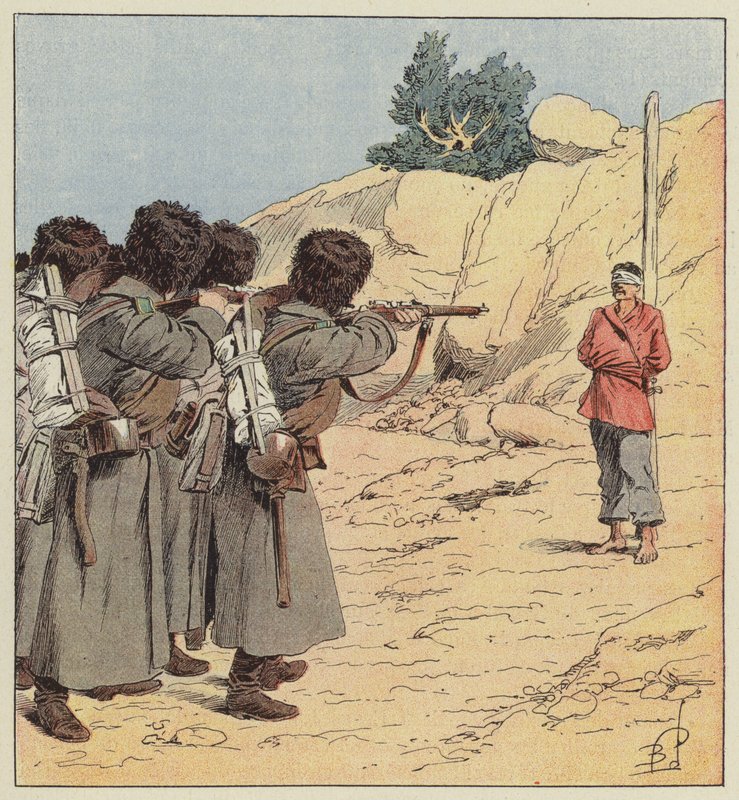 Avrättning av en japansk spion av after Louis Charles Bombled