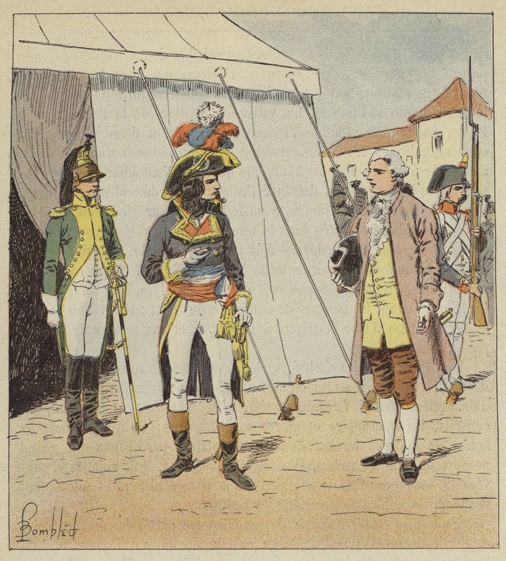 Det är för sent, sa generalen och tog fram klockan. av after Louis Charles Bombled