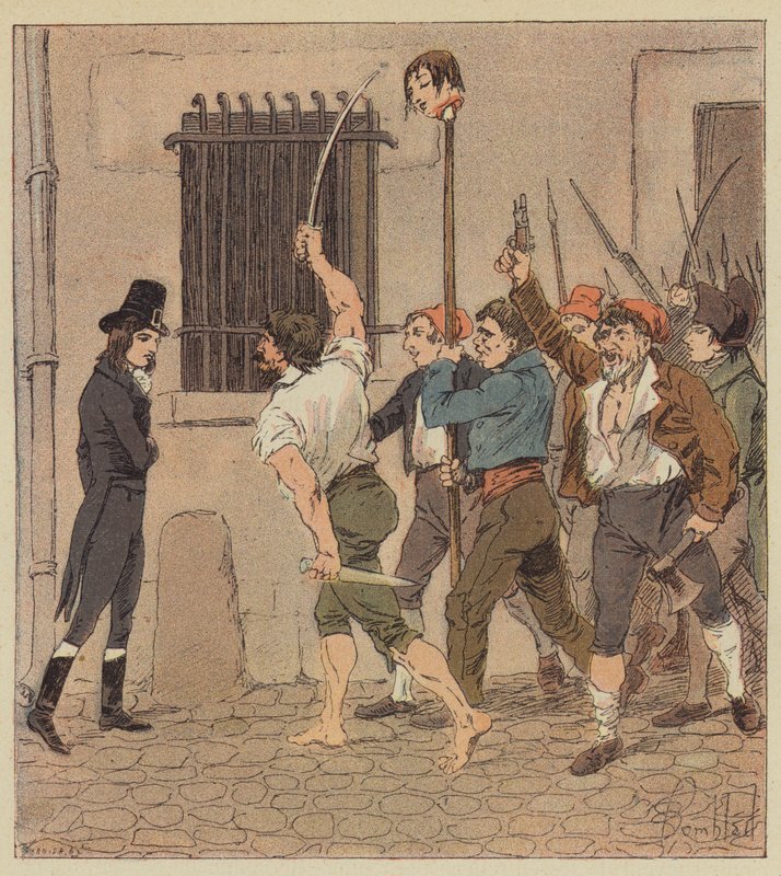 Jag hade mötts av en grupp avskyvärda män som gick med huvudet på änden av en gädda av after Louis Charles Bombled