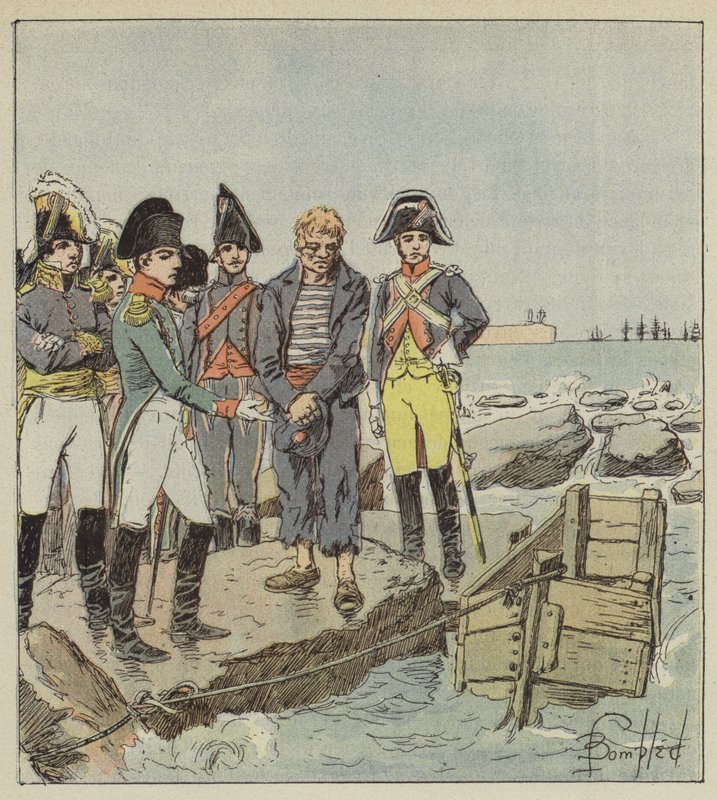 Kejsaren och den engelske sjömannen i lägret Boulogne av after Louis Charles Bombled