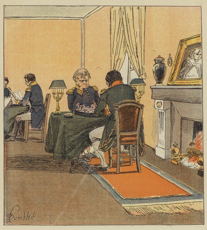 Kejsaren spelar schack med stormarskalken av after Louis Charles Bombled