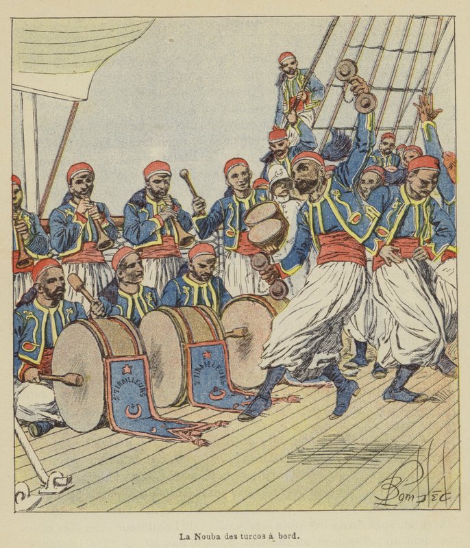 Turkarnas Nuba ombord av after Louis Charles Bombled