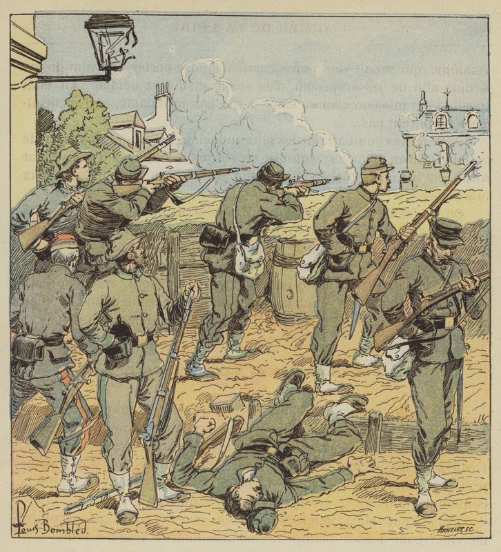 Barrikaden på rue de Chartres av after Louis Charles Bombled