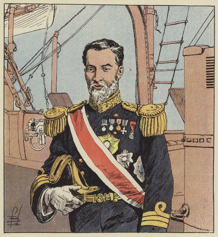 Amiral Togo, överbefälhavare för den japanska kadern framför Port-Arthur av after Louis Charles Bombled