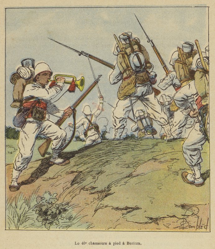 Den 40:e chassören en pied vid Beritza av after Louis Charles Bombled