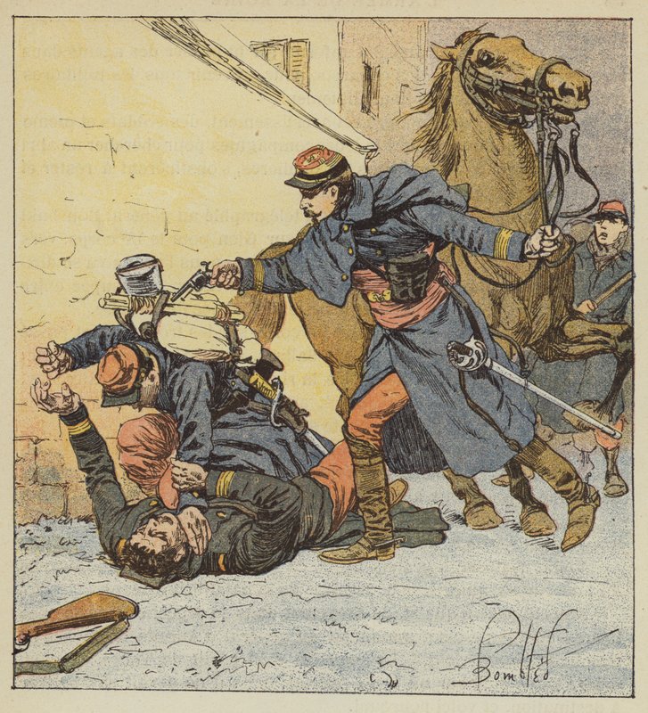 Överste Choppin-Merey dödar en oregerlig soldat av after Louis Charles Bombled