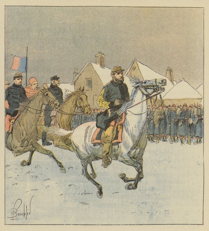 Överste de Lipowski går på raderna i strid vid Alencon av after Louis Charles Bombled