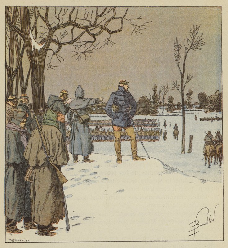 General Chanzy går på frontpositionerna den 11 januari innan striden av after Louis Charles Bombled