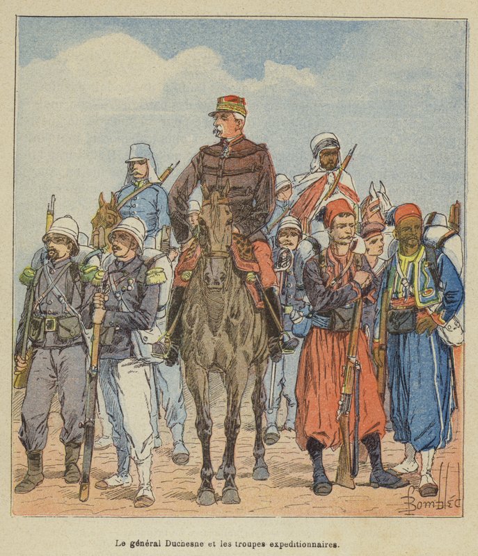 General Duchesne och expeditionstrupperna av after Louis Charles Bombled