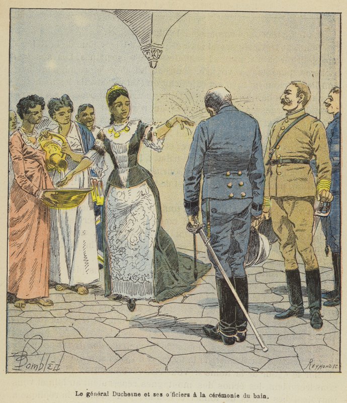 General Duchesne och hans officerare vid badceremonin av after Louis Charles Bombled