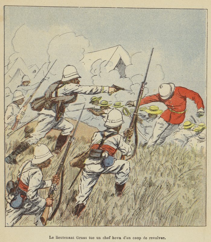 Löjtnant Grass dödar en Hova-ledare med ett revolverskott av after Louis Charles Bombled