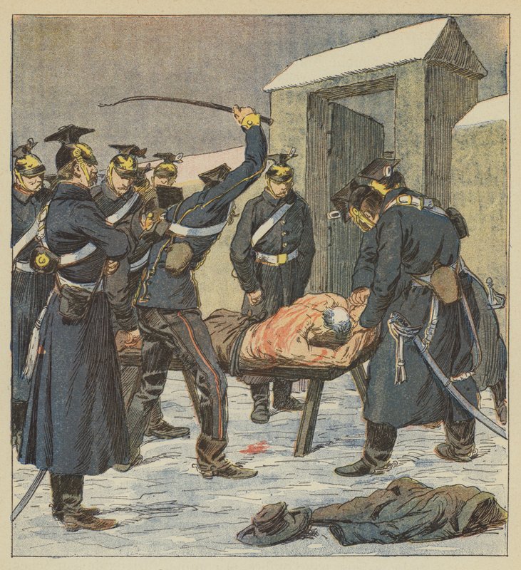 Borgmästaren i Villiers piskar tills han blöder på order av en preussisk officer av after Louis Charles Bombled