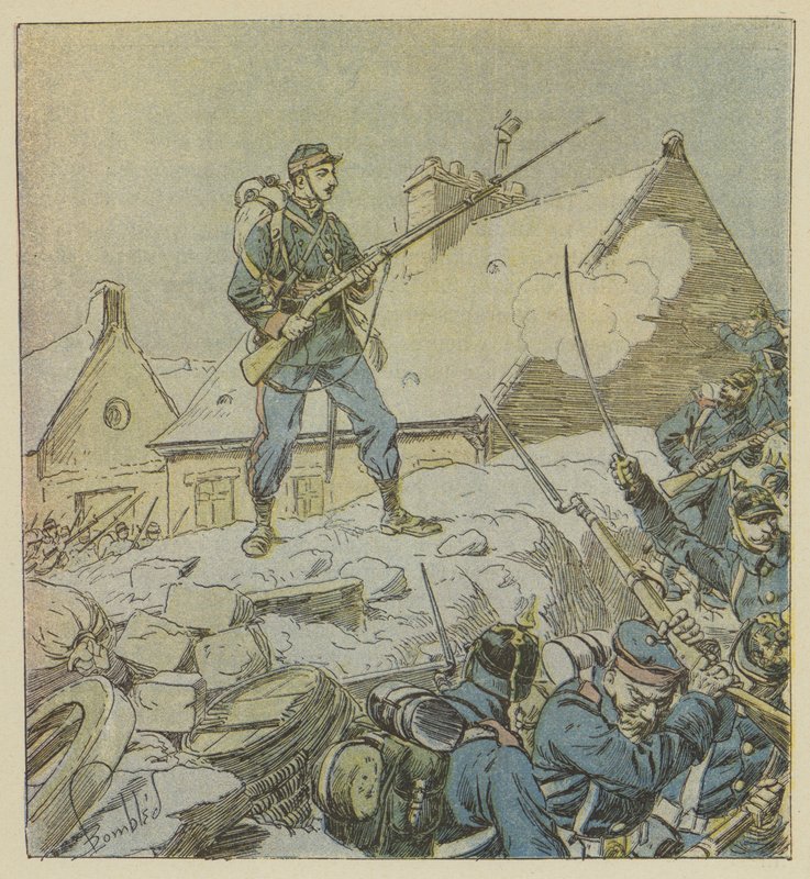 Sergeant Pitou, som oförskräckt klättrade upp på barrikaden i Courceboeufs, bestämde sig för att ta byn av after Louis Charles Bombled