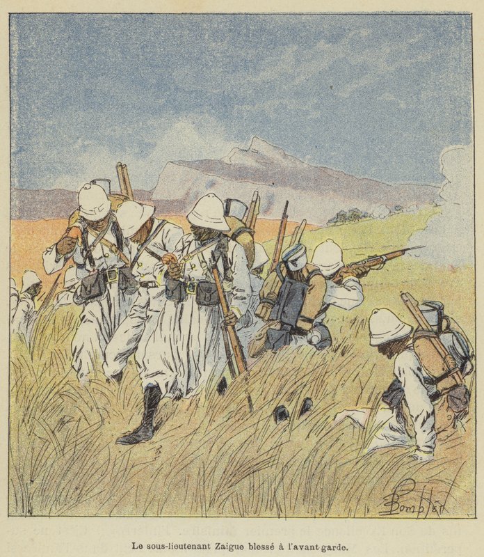 Sekundlöjtnant Zaigue skadar avantgarden av after Louis Charles Bombled