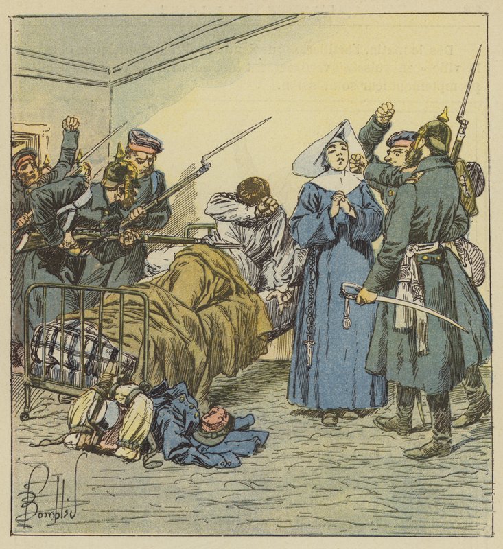 Preussarna vid Boulevard Negrier ambulans av after Louis Charles Bombled