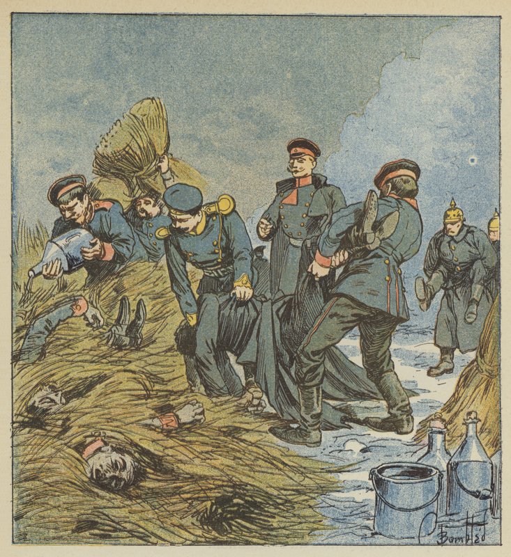 Preussarna bränner sina döda av after Louis Charles Bombled