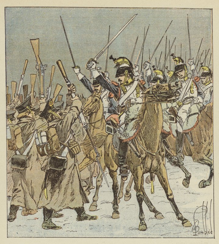 Kurassirerna i Doumerc tar 1 800 ryssar till fångar av after Louis Charles Bombled
