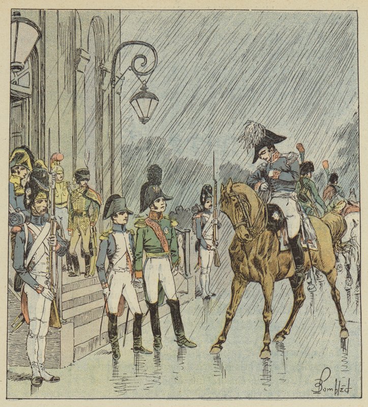 De två kejsarna blev blöta på grund av honom av after Louis Charles Bombled