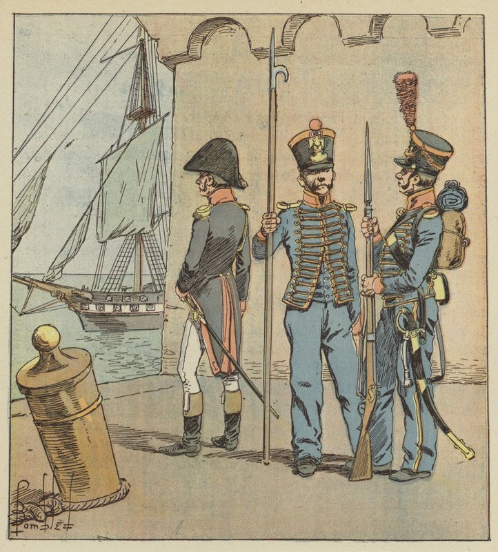 Samma män var därför både sjömän och soldater. av after Louis Charles Bombled
