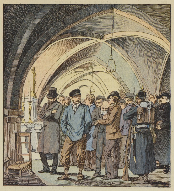 Gisslan i kryptan i Beaune-la-Rolande av after Louis Charles Bombled