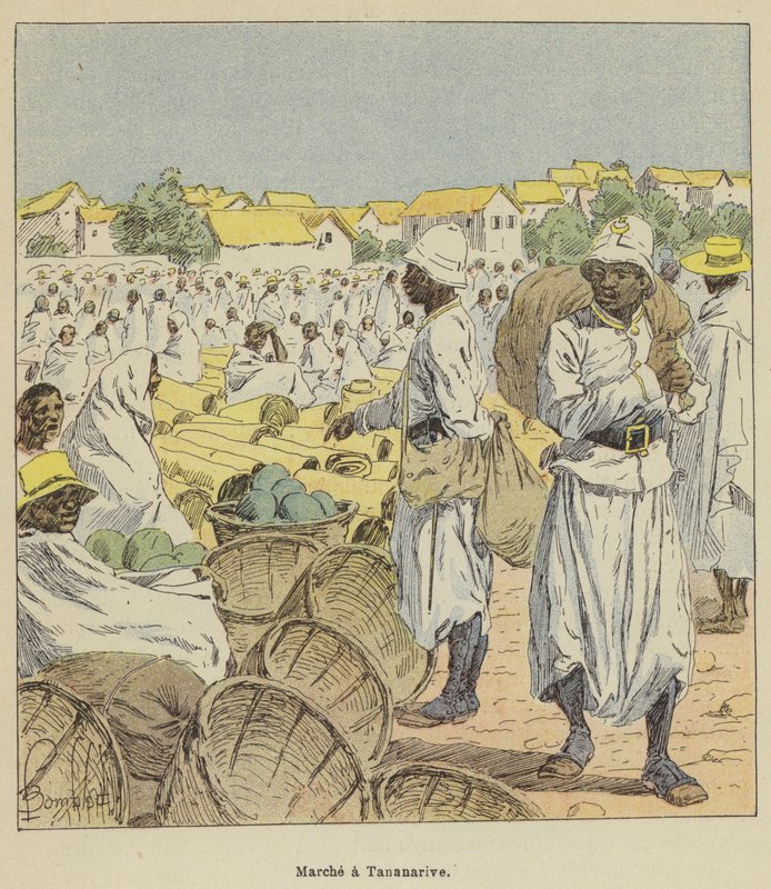Marche i Tananarive av after Louis Charles Bombled