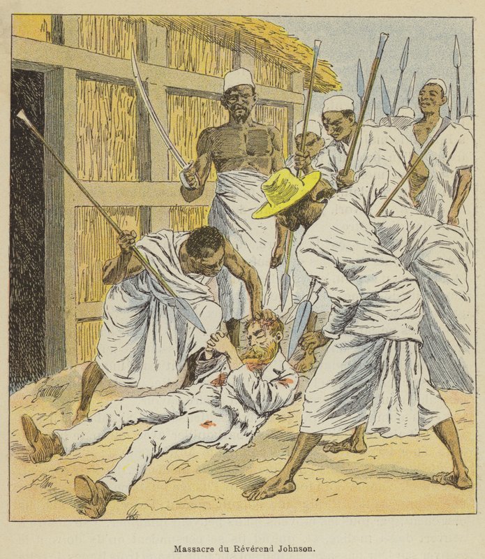 Massaker av pastor Johnson av after Louis Charles Bombled