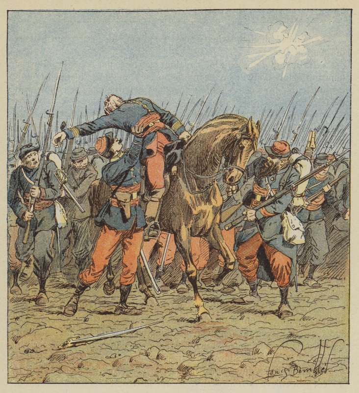 Överste de Fonlongues död av after Louis Charles Bombled