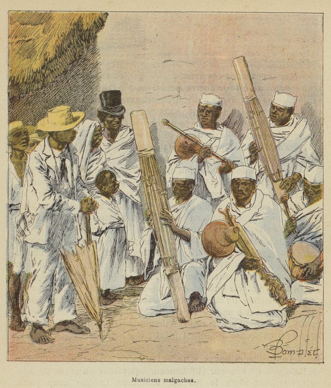 madagaskiska musiker av after Louis Charles Bombled