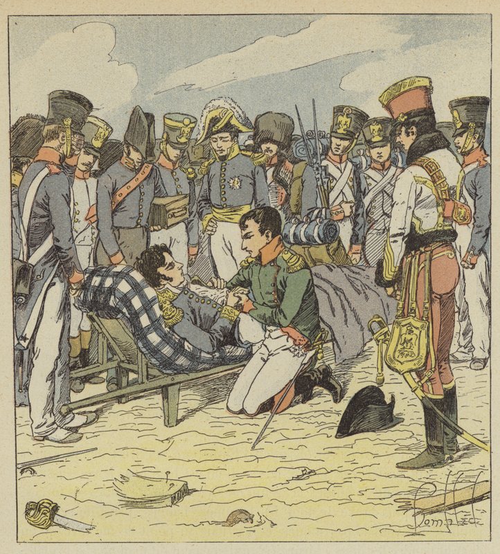 Napoleon och den döende marskalken Lannes av after Louis Charles Bombled