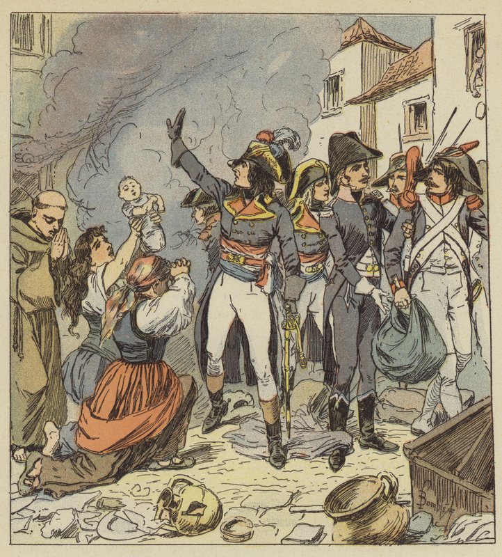 Napoleon stoppar plundringen av Rom av after Louis Charles Bombled