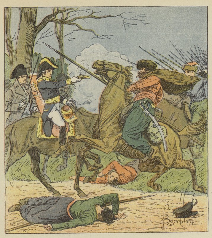 Napoleon överraskade Brienne av kosackerna av after Louis Charles Bombled