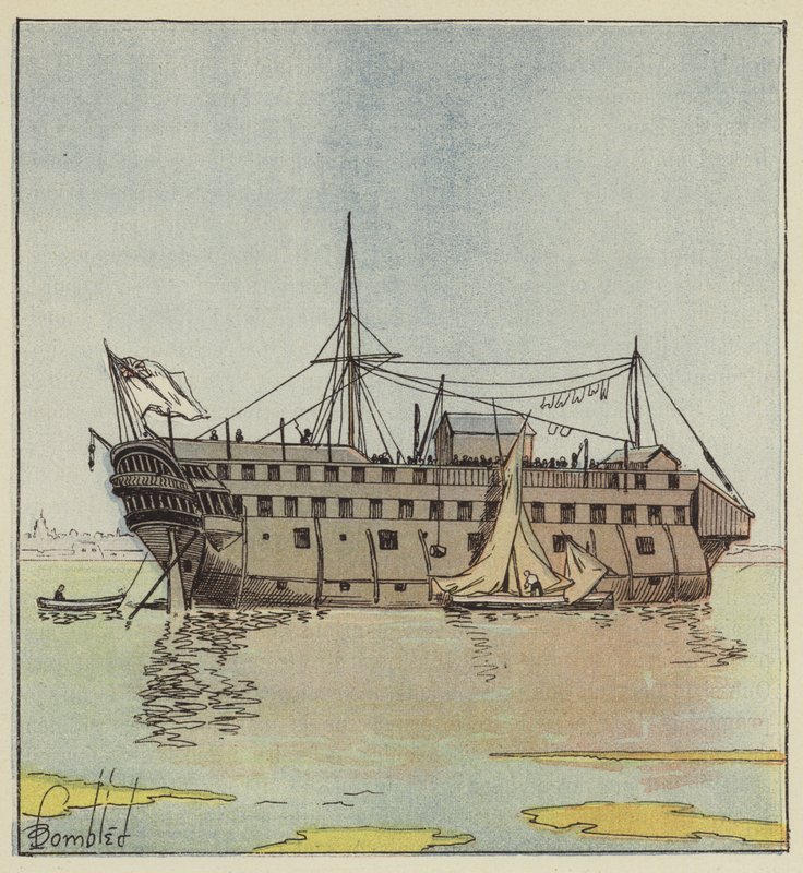 Engelsk ponton i hamnen i Portsmouth av after Louis Charles Bombled