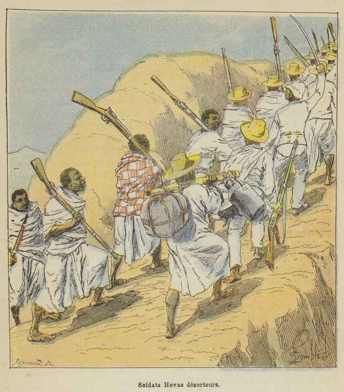 Desertören Hovas-soldater av after Louis Charles Bombled